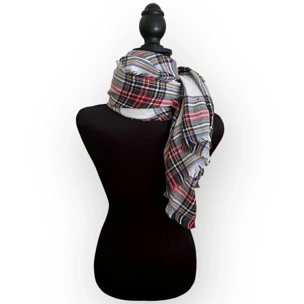 Unbranded Women's Tartan Plaid Woven Fringed Rectangle, Wrap, Shawl, Scarf